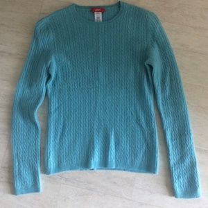 Blue cashmere cableknit sweater